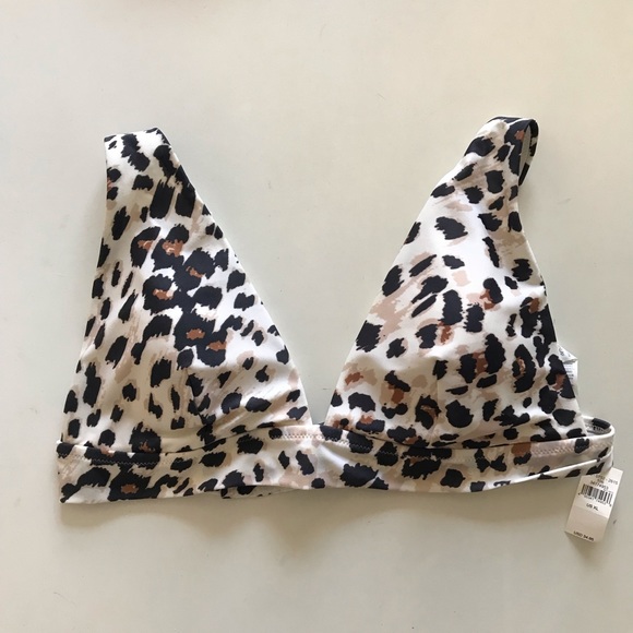 NWT aerie leopard tie longline triangle bikini top, cream, XL - Picture 2 of 4